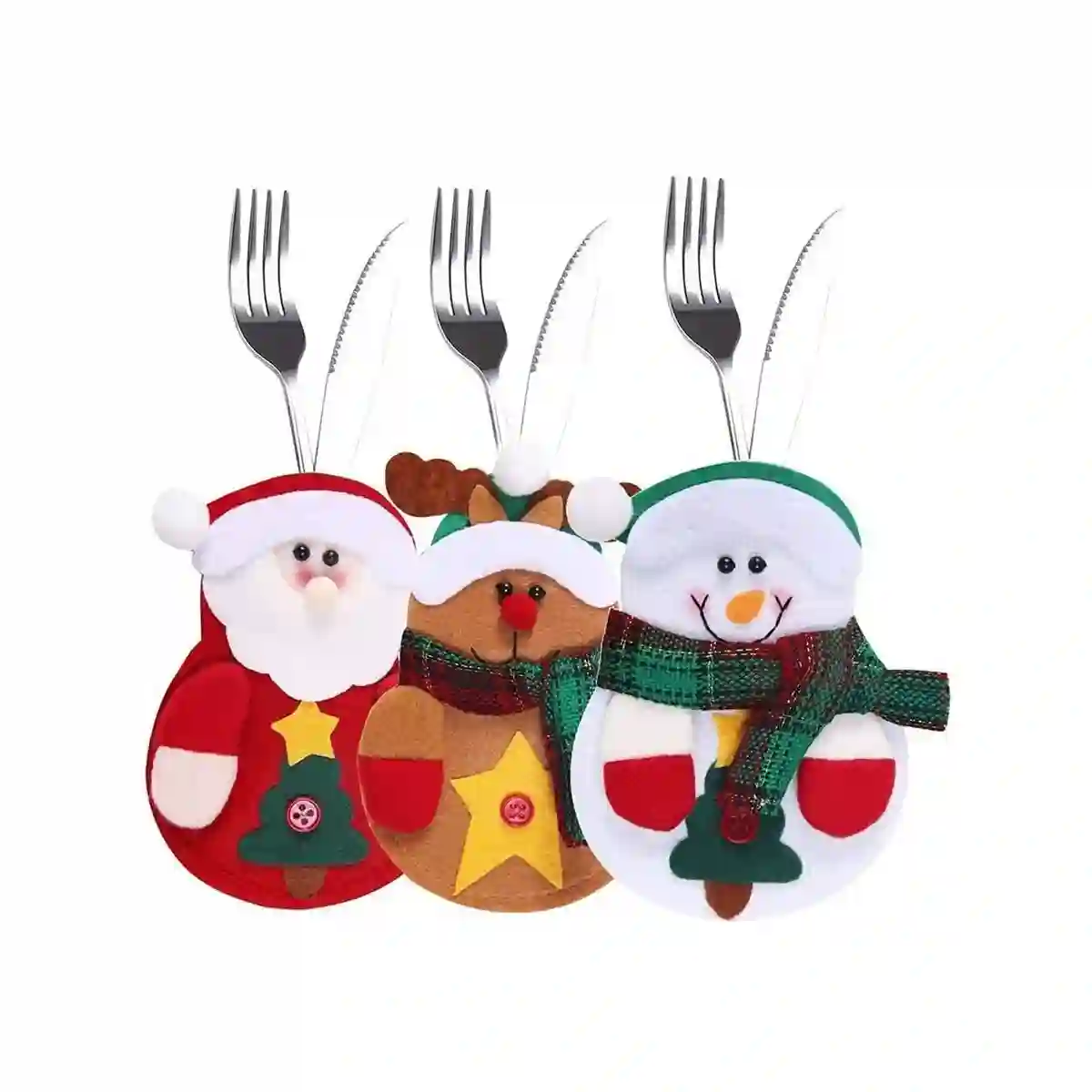 Set 9 Bustine Per Posate, Design Natalizio: Babbo Natale, Renna E Pupazzo Di Neve 3 Set 9 Bustine Per Posate, Design Natalizio: Babbo Natale, Renna E Pupazzo Di Neve - immagine 3