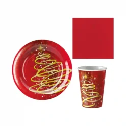 Set Con 72 Pz, Per 16 Persone, Tema Natale