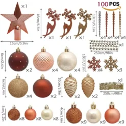 Set Da 100 Decorazioni E Palle Di Natale, Oro E Rame 6 Set Da 100 Decorazioni E Palle Di Natale, Oro E Rame -Offerte Playmobil || Villeroy & Boch || Ravensburger Negozio set da 100 decorazioni e palle di natale 2