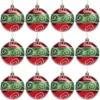 Set Da 12 Palline Di Natale Verdi E Rosse Con Decorazioni