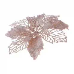 Set Da 12 Stelle Di Natale Glitterate, Con Gambo, Decorazioni Natalizie