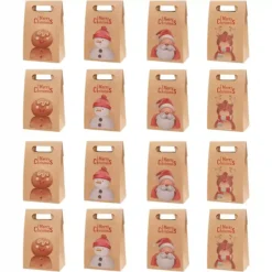 Set Da 16 Confezione Regalo Natale, 4 Motivi Diversi, Per Regali Originali