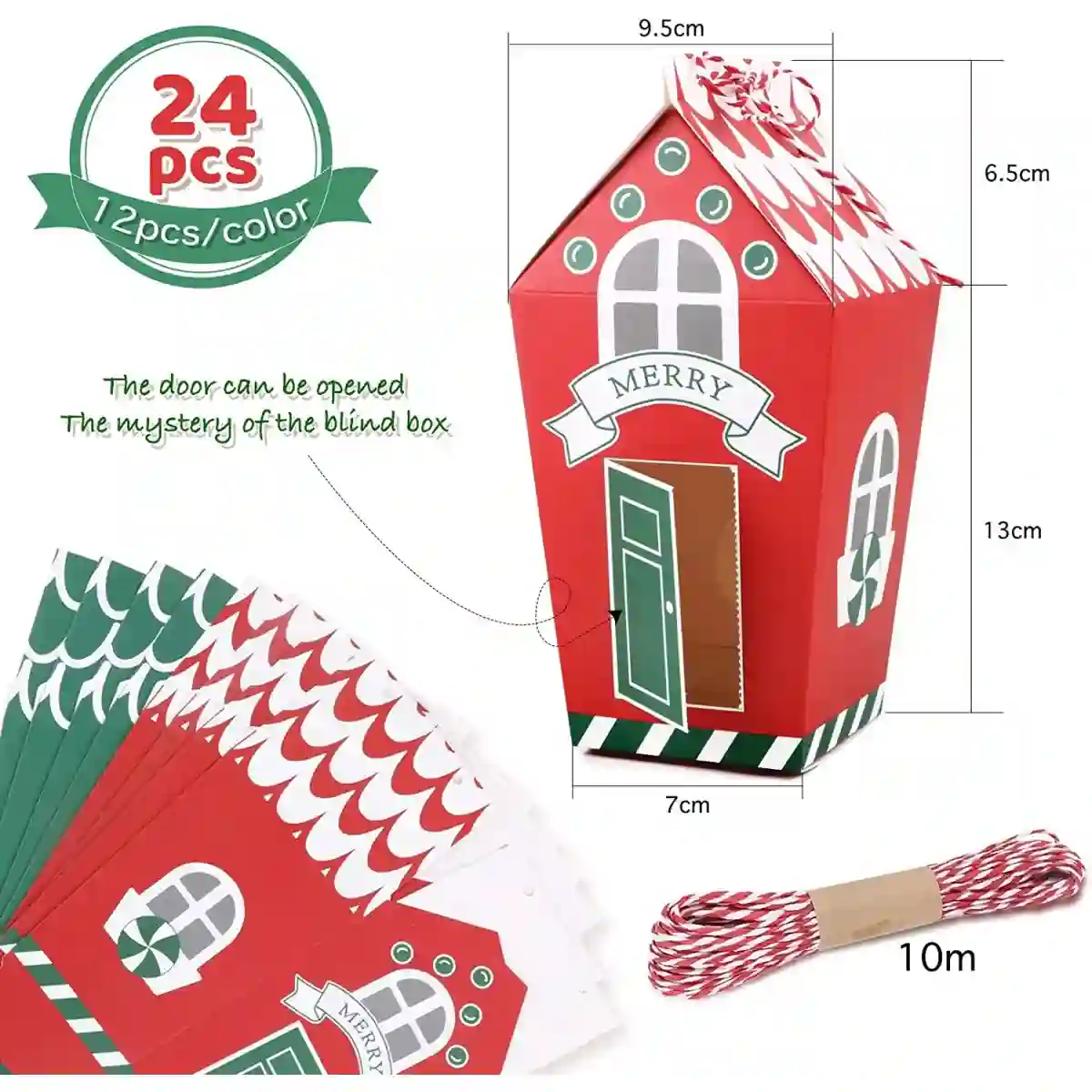 Bellissimo Set Da 24 Scatole Regalo Natale A Forma Di Casetta, Rosse E Verdi 2 Bellissimo Set Da 24 Scatole Regalo Natale A Forma Di Casetta, Rosse E Verdi - immagine 2