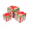 Set Da 3 Scatole Regalo Di Natale Con Fiocco, Misure Diverse