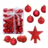 Set Da 30 Palle Di Natale Rosse Lucide, Opache E Glitterate