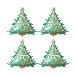 Set Da 4 Palloncini Abete, Albero Di Natale, In Alluminio, Per Feste