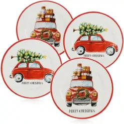 Set Da 4 Piatti Per Natale, Per Biscotti, Dolci, In Plastica Resistente