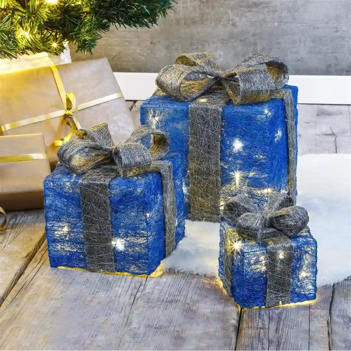 Set Da Scatole Con 3 Luci A LED Decorative Per Regali Di Natale 2 Set Da Scatole Con 3 Luci A LED Decorative Per Regali Di Natale - immagine 2