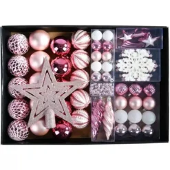 Set Decorazioni Albero Di Natale Rosa Gold, Con 68 Palline E Accessori