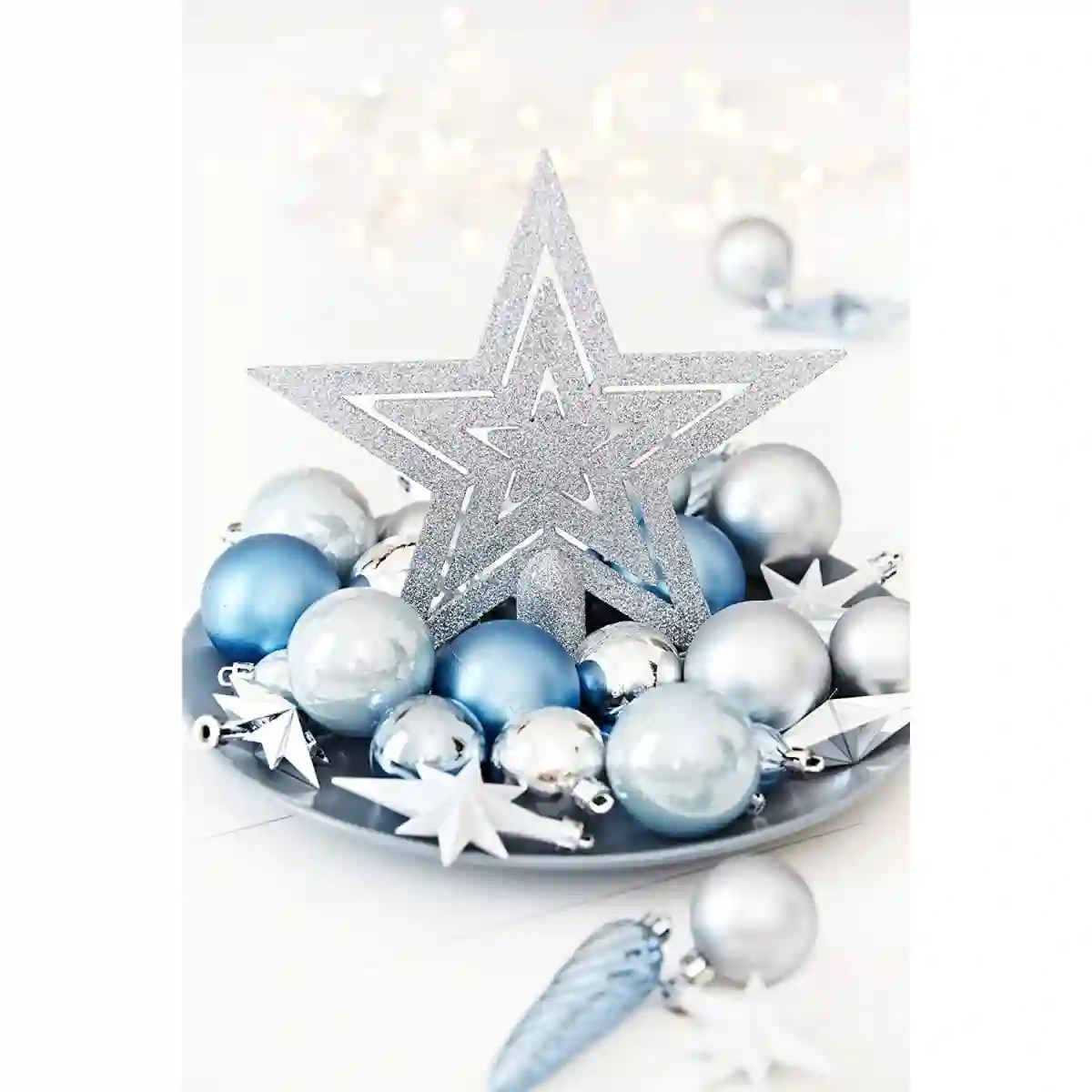 Set Di 50 Palline Di Natale Argento, Blu E Azzurre 2 Set Di 50 Palline Di Natale Argento, Blu E Azzurre - immagine 2