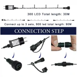 Set Luci Per Albero Di Natale, , Da 30mt E 300 LED, Luci Bianche