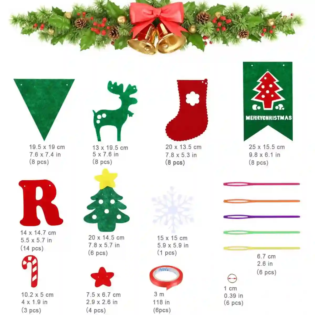 Set Striscioni Di Natale, 6 Bandierine Da Appendere 2 Set Striscioni Di Natale, 6 Bandierine Da Appendere - immagine 2