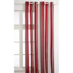 Tenda Beverly Con Occhielli Strisce Rosse E Grigie, Tema Natale