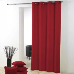 Tenda Con Occhielli Essentiel, Rossa Opaca, 100% Poliestere, Per Natale