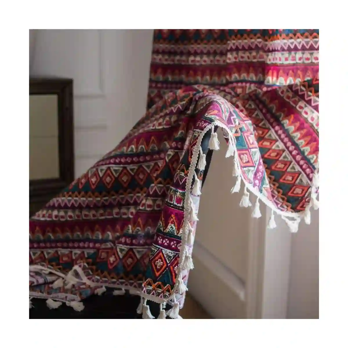 Tende In Lino, Decoro Etnico, Perfette Per Natale, Idea Regalo 4 Tende In Lino, Decoro Etnico, Perfette Per Natale, Idea Regalo - immagine 4