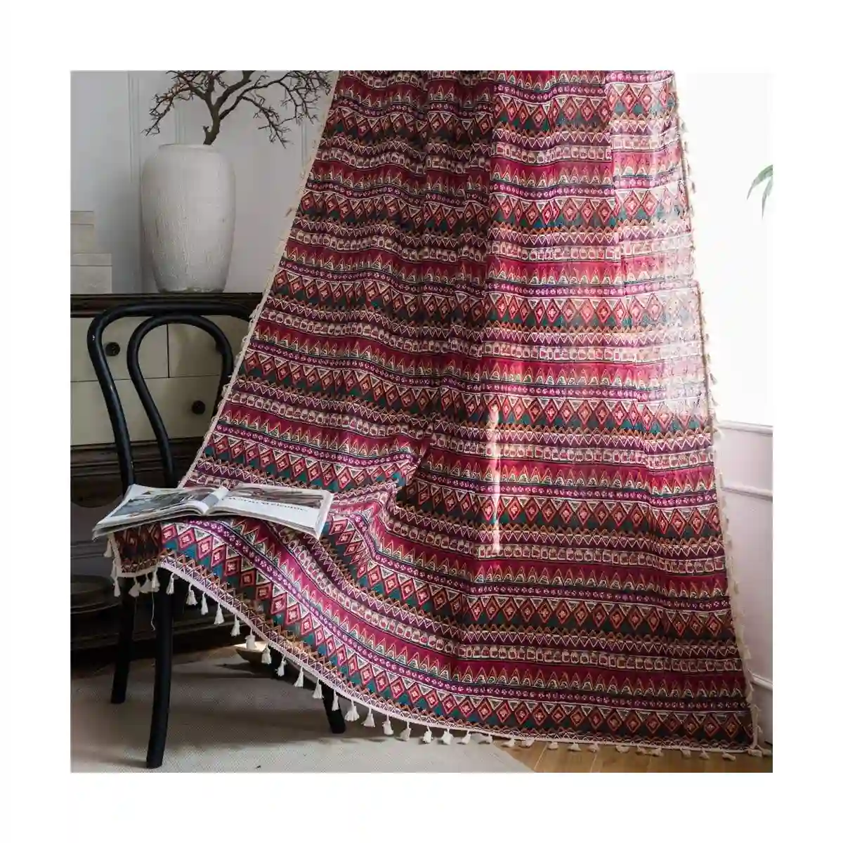 Tende In Lino, Decoro Etnico, Perfette Per Natale, Idea Regalo 1 Tende In Lino, Decoro Etnico, Perfette Per Natale, Idea Regalo