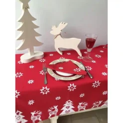 Tovaglia Rossa Con Stelle Bianche In 100% Cotone, Per Natale -Offerte Playmobil || Villeroy & Boch || Ravensburger Negozio tovaglia rossa con stelle bianche 2