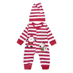 Vestito Neonato Body, Natalizio, Con Stampe Babbo Natale E Cappello